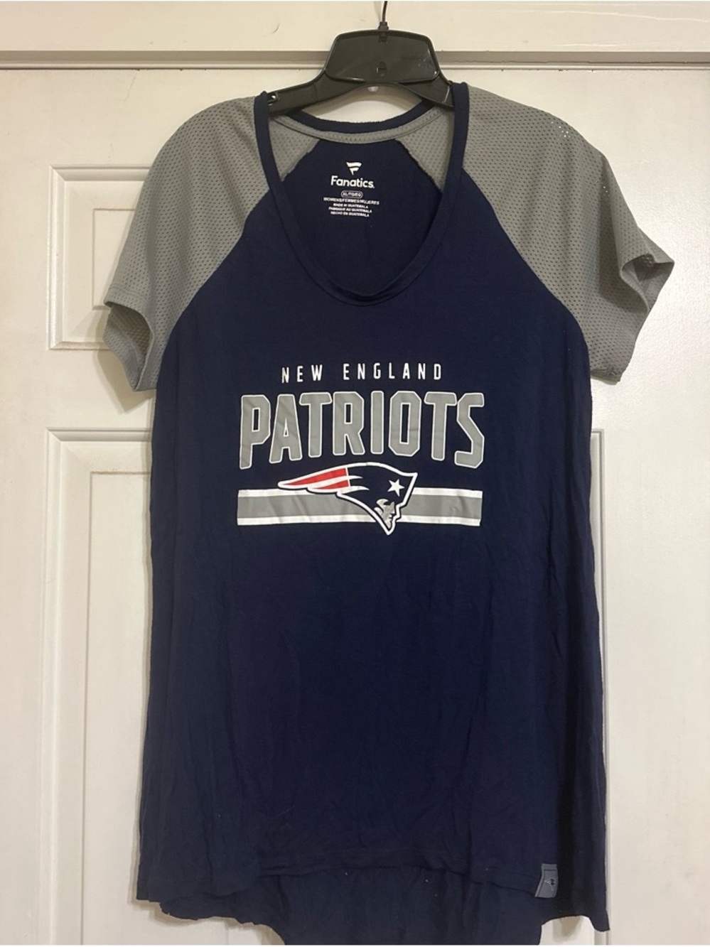 Fanatics Navy and Gray New England Patriots Raglan Tee